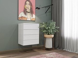 Комод 4 ящика 60х35х70 (Белый капри, Белый капри ЛДСП)