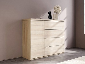 Комод Марсель 135х45х110 (Белый шпон дуба, Белый шпон дуба ЛДСП)